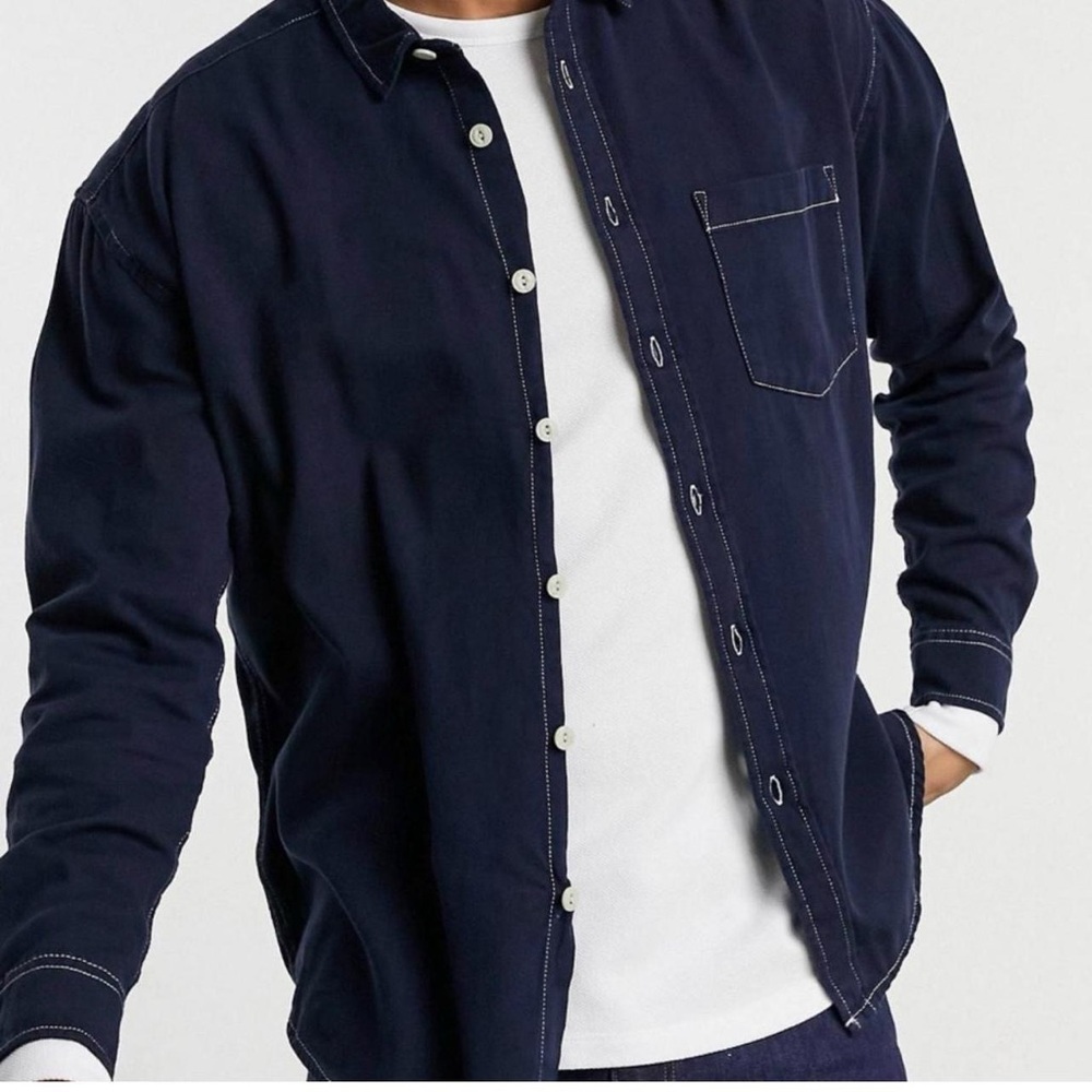 Brand New ASOS Navy Button-Up Shirt